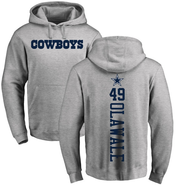 Men Dallas Cowboys Ash Jamize Olawale Backer #49 Pullover NFL Hoodie Sweatshirts->nfl t-shirts->Sports Accessory